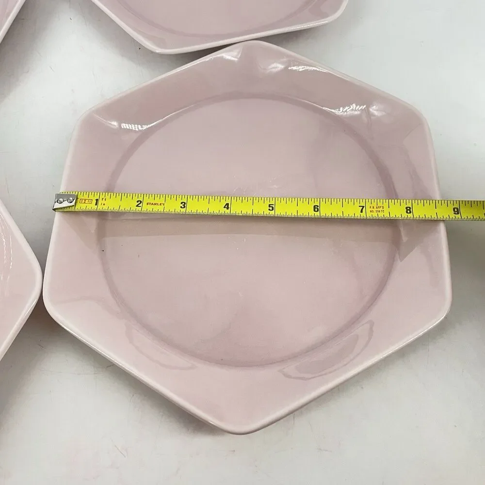 Set of 4 IKEA Hexagon Salad Plates Ballet Pink 9.5” Ceramic Retired EUC